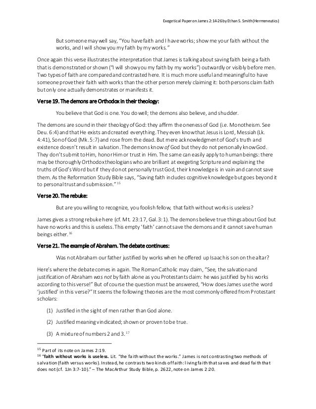 exegetical paper on james 2 14 26 faith vs works debate