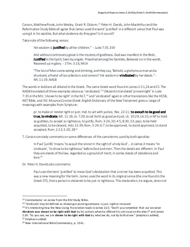 Exegetical Paper on James 2,14-26