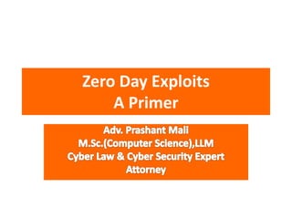 Zero Day Exploits
A Primer
 