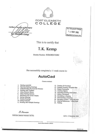 Certificate - AUTO CAD 2000