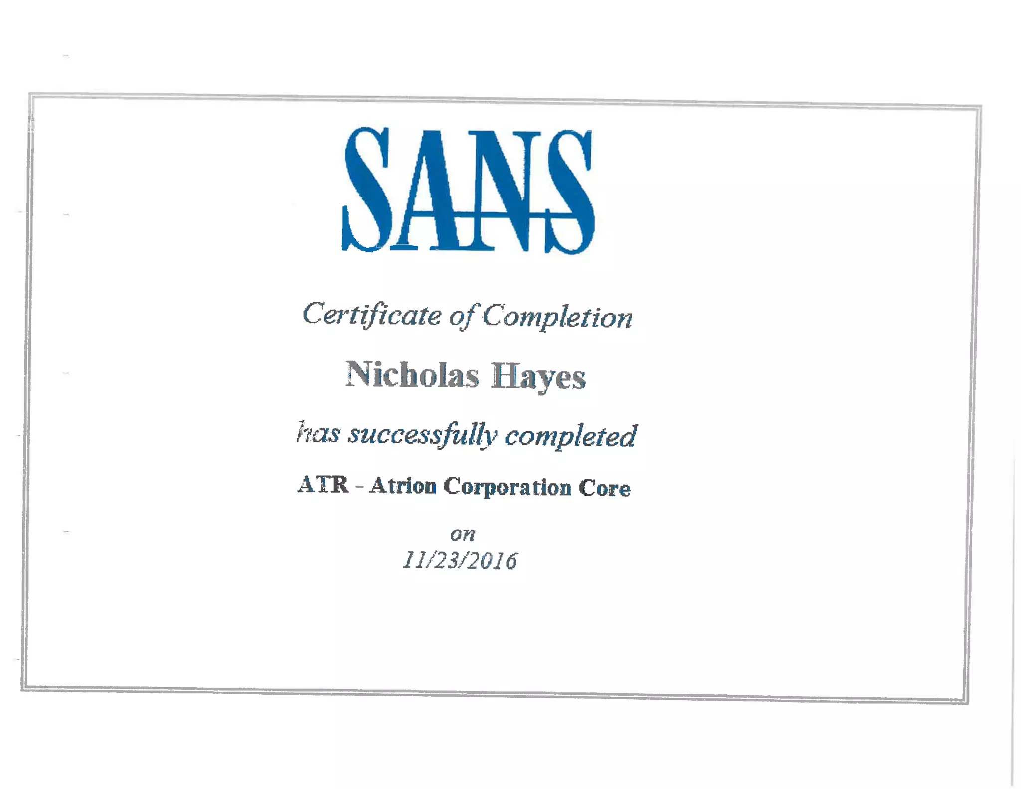 Cyber Security Training Certificate