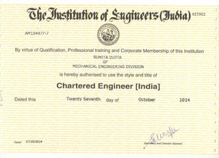 Chartered Engineer Certificate