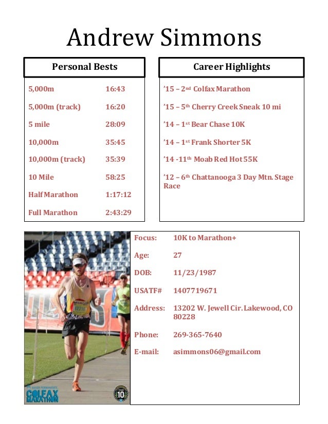 andrew simmons athletic resume