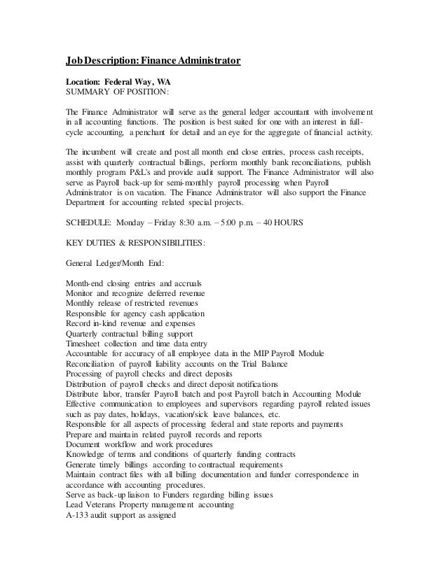 payroll administrator job description
