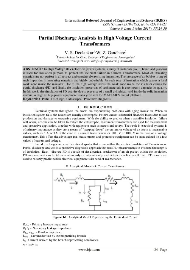 Partial Discharge Analysis in High Voltage Current Transformers