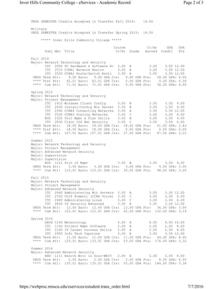 AAS Unofficial Transcript Inver hills Community College | PDF