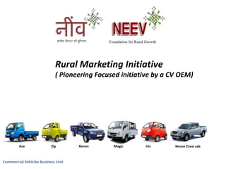 Commercial Vehicles Business Unit
Rural Marketing Initiative
( Pioneering Focused initiative by a CV OEM)
Ace MagicZip IrisXenon Xenon Crew cab
 