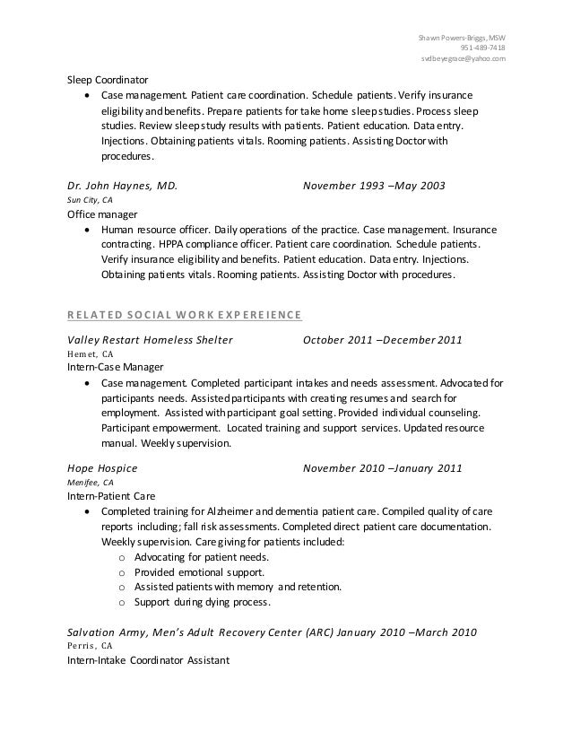 clinical social work resumes