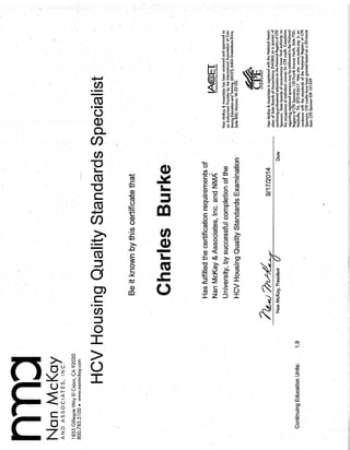 Ann Mckay Housing Quality Standards Certificate