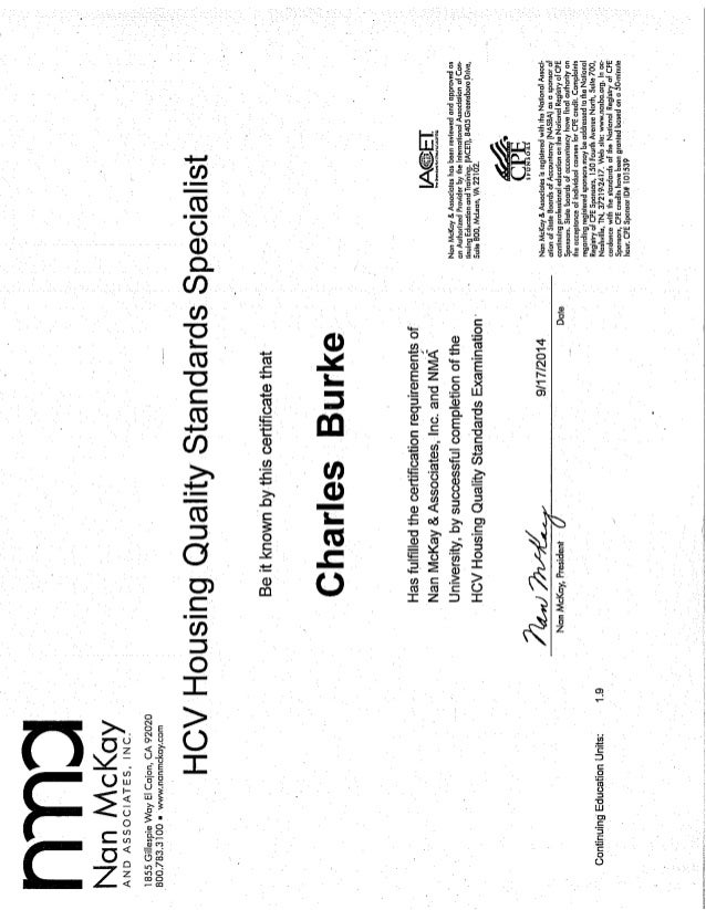 Ann Mckay Housing Quality Standards Certificate