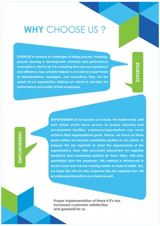 Proper implementation of these 4 E's has
increased customers satisfaction
and goodwill for us.
EXPERTISE
EMPOWERMENT
 