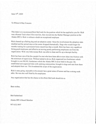 2009 Bob Sutherland Reference letter