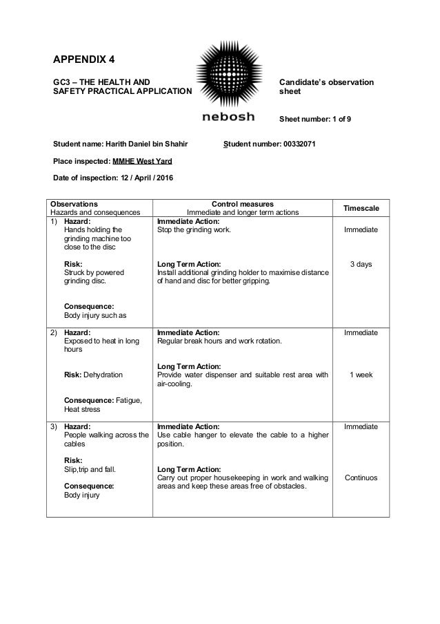 college application report writing nebosh practical