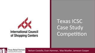 Texas&ICSC&&
Case&Study&&
Compe11on&
Nelson&Costello,&Evan&Hammer,&&Max&Mueller,&Jameson&Cooper&
 