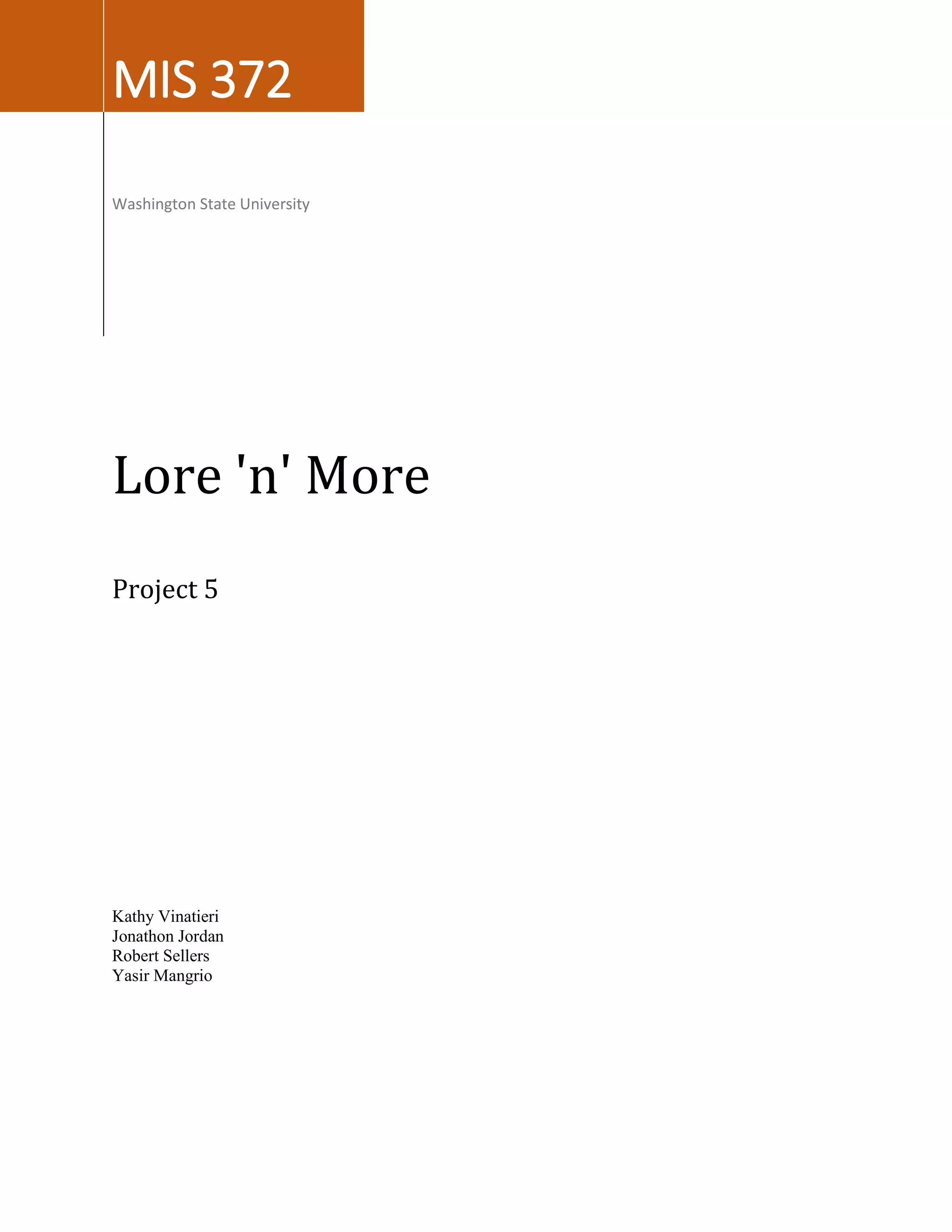 Lore N More Database Management Project | DOCX | Databases | Computer ...