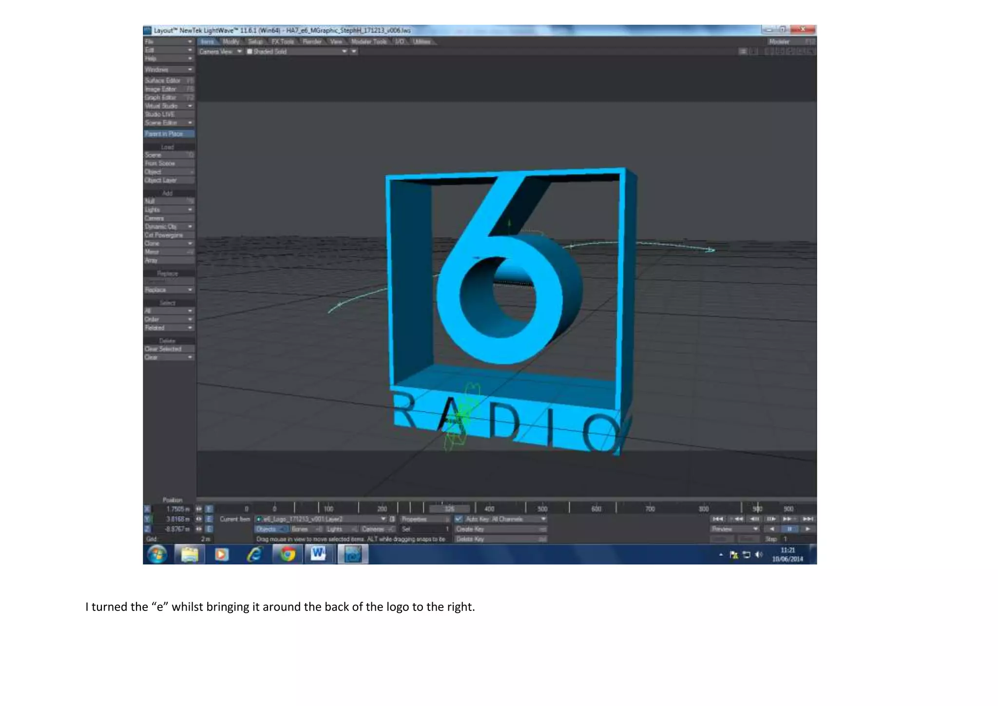I turned the “e” whilst bringing it around the back of the logo to the right.