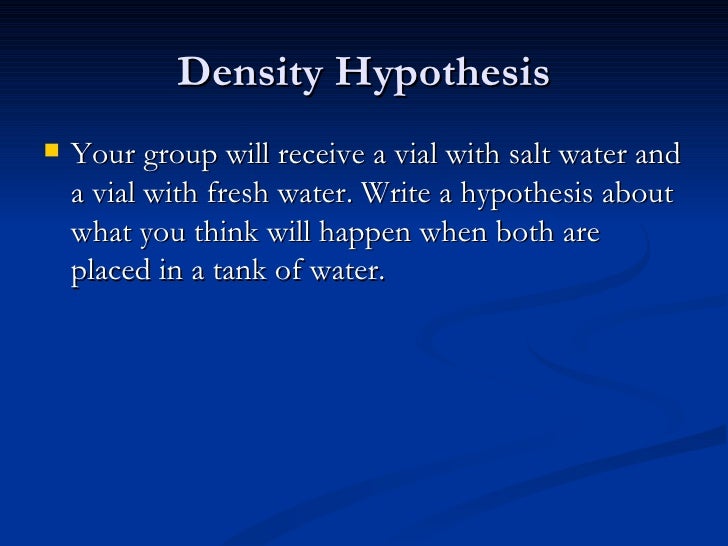 hypothesis with water