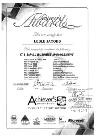 Certified copy of Achievers-1-1
