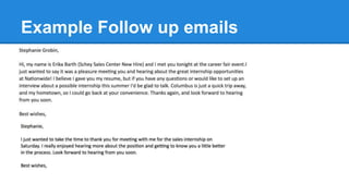 Example Follow up emails
 