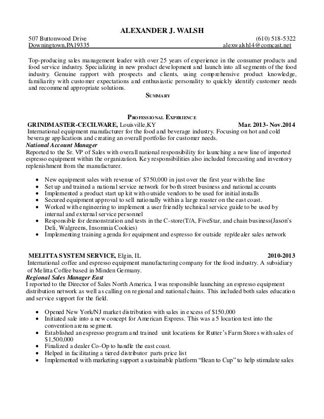 walsh alex resume 1 1 15 food industry resumes