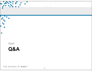 T H E S C I E N C E O F R I S K S M
Q&A
Open
28
 