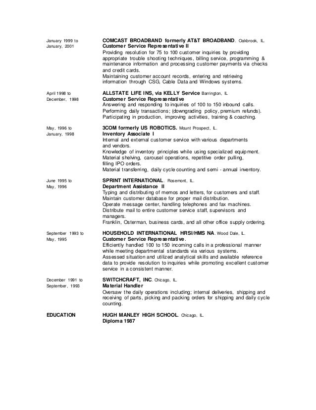 inbound customer service resume customer support resumes