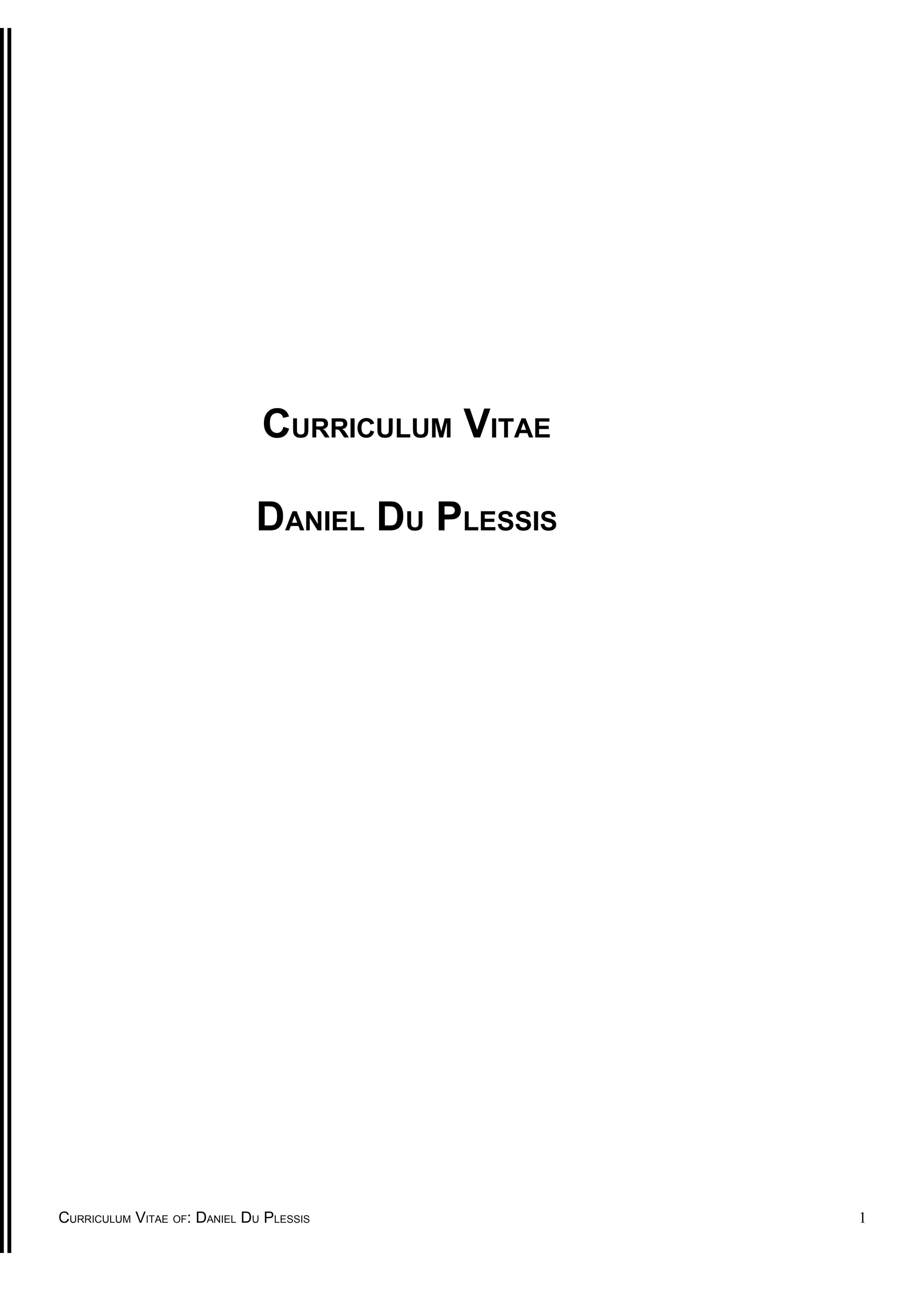 Daniel Du Plessis Curriculum Vitae | PDF