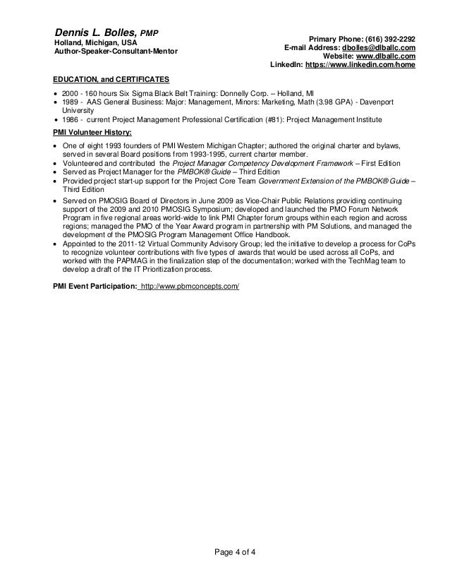 project management professional resumes
