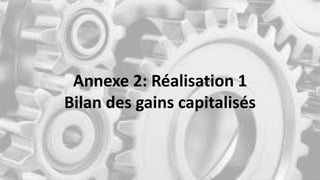 Annexe 2: Réalisation 1
Bilan des gains capitalisés
 