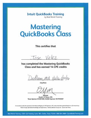 QuickBooks Training Certif