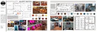 concept imagery
MAIN LEVEL FLOOR PLAN DIAGRAM
HOTEL ROOM RENDERINGS
PROJECT
The Aloft Hotel in the
Promenade Area.
LOCATION
Providence, RI.
CONCEPT
The project entailed
designing a modern
hotel in Providence.
The main objective
was to provide inter-
esting collaborative
public spaces, resolve
the long hallway in
the wings, and create
intriguing ceiling pat-
terns that unify the
spaces, while keeping
theexistingbrickshell.
APPLIED SKILLS
Revit
Photoshop
InDesign
SketchUp
HOSPITALITY: ALOFT HOTEL
MAIN LEVEL REFLECTED CEILING PLAN
LOBBY RENDERINGS
BAR RENDERING
MATERIALS
SEAT FABRIC
COCKTAIL LOUNGE RENDERING
CHAIR FABRIC
CHAIR FABRIC SEAT FABRIC BOOTH FABRICWOOD FLOORGRANITE COUNTER
3FORM COUNTER WOOD FURNITURE DRAPERY
typicalhotelroomlayouts
HOTEL WING FLOOR PLAN ADA SUITEDOUBLE ROOM
SINGLE ROOM SINGLE SUITE
HALLWAY & GAME ROOM RENDERINGS
The first floor features a
lobby, a hangout living
space, a restaurant/cafe,
and a cocktail lounge.
The upper floor features
a gym, a spa, and a game
room for all age groups.
WOOD DETAIL BEDDING COUCH FABRICCHAIR FABRICDRAPERYUPPER LEVEL FLOOR PLAN CHAIR FABRIC MOSAIC TILES CERAMIC TILEFURNITURE STAINRUBBER FLOORING PAINT COLOR
MATERIALS
GYM RENDERING SPA RENDERING
Traveling has become very popular, both through work and
leisure. The Ocean State wanted a fun and updated hotel for
its guests to oasis to while in the Rhode Island. Using the lively
colors and organic shapes of cocktail drinks, Aloft brings new
energy to the Providence Area.
 
