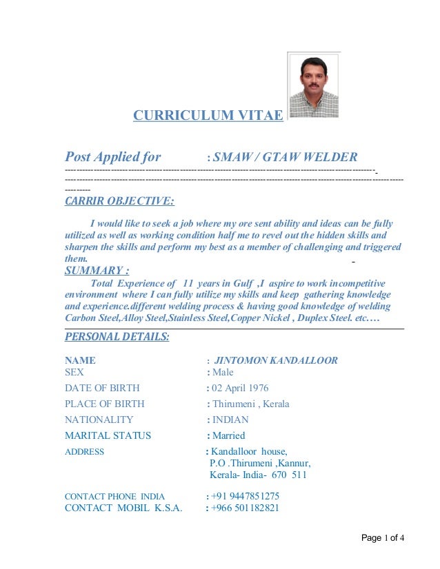 welder cv