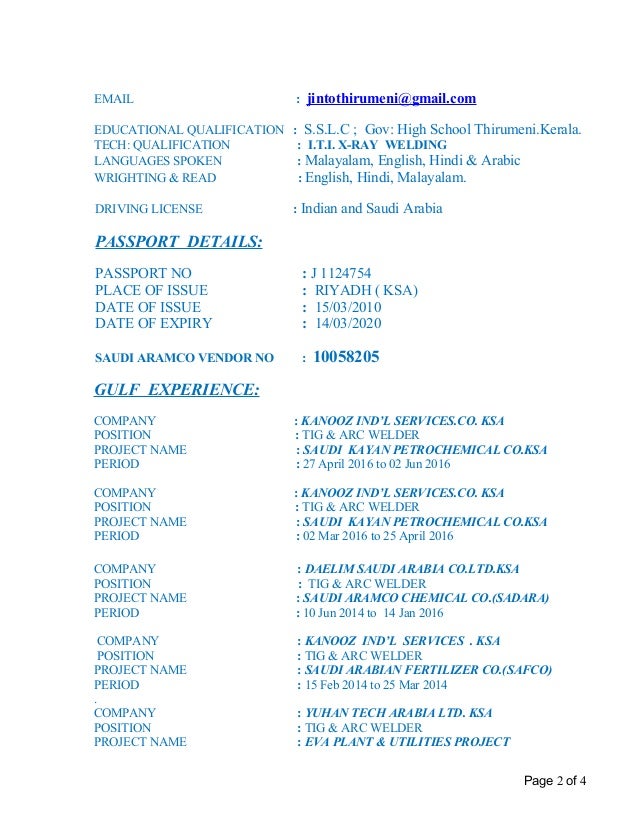 welder cv