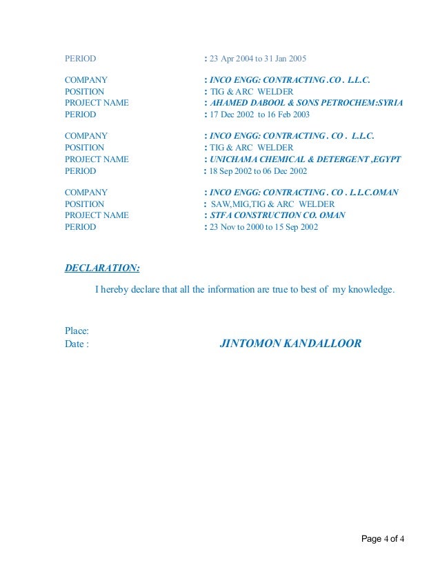 welder cv