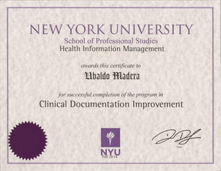Ubaldo NYU CDI Certificate