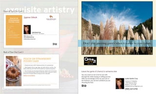 d
Cell: (909) 227-2792
www.lydiashomes.net
�
5 LOCAL Offices to Serve You!
Lydia Santa Cruz
Broker-Associate | BRE 00690049
Cell: (909) 227-2792
www.lydiashomes.net
�
5 LOCAL Offices to Serve You!
Lydia Santa Cruz
Broker-Associate | BRE 00690049
Front of Tear Out Card 2
Back of Tear Out Card 2
Lydia Santa Cruz
Century 21 Masters
1169 Fairway Drive
Walnut, CA 91789
lydiasantacruz1@gmail.com
(909) 227-2792
Dear Friend,
Hello Friends,
I hope this issue finds you and yours in radiant health!
Did you know that as YOUR Real Estate Broker, I can now assist your
with a wider scope of services? For added convenience, our company
now has offices in the city of Irvine, Brea, Walnut, Corona, Pasadena.
Please know that I treat your referral with the highest level of
confidentiality, professionalism, integrity, available in our industry!
They are the highest compliment I can receive in my life and business!
I can also provide you with top notch Property Management and
Mortgage Referrals, traveling Notary Services, and a host of others,
when you need a recommendation. Please, allow me to be of
assistance! No question is too large, or small.
Please keep in touch, and call, write, text, or snail mail me-I am here to
help.
With gratitude, your "Go-To" Realtor and Friend,
Lydia
Lydia Santa Cruz, Broker Associate
Serving ALL California
Cross Country Referrals
When You List With Lydia, Start Packing!
Lydia Santa Cruz
Lydia Santa Cruz
Broker-Associate | BRE 00690049
List With Lydia, Start PACKING!
28 Day GUARANTEED Sale Program
55+ Tax Benefits, Tax Deferred Exchanges
Legal and Tax Providers , Notary Services
Probate, Income Property
Straight Talk Proven Results
Cross Country Referrals~1 Call Does It ALL
�
Cell: (909) 227-2792
www.lydiashomes.net
FaceBook : LydiaSantaCruzRealEstateBroker
Google+ : LydiaSantaCruzBroker
�
5 LOCAL Offices to Serve You!
 