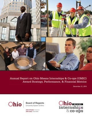 Annual Report on Ohio Means Internships & Co-ops (OMIC)
Award Strategy, Performance, & Financial Metrics
December 31, 2014
 