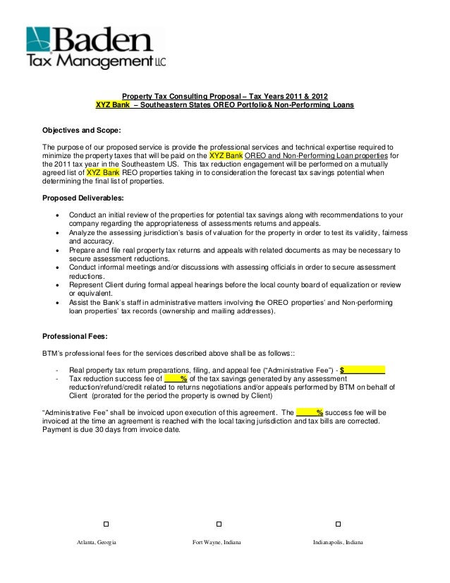 sample proposal oreo property tax service 2011 2012 sample proposal for services