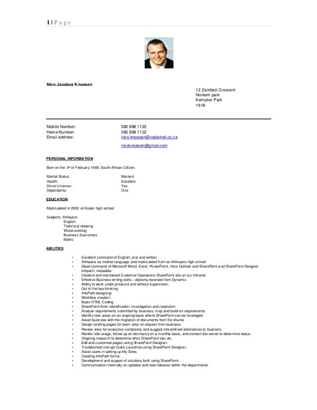 Curriculum Vitae - Nico Knoesen