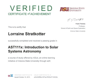Certificate - Solar System