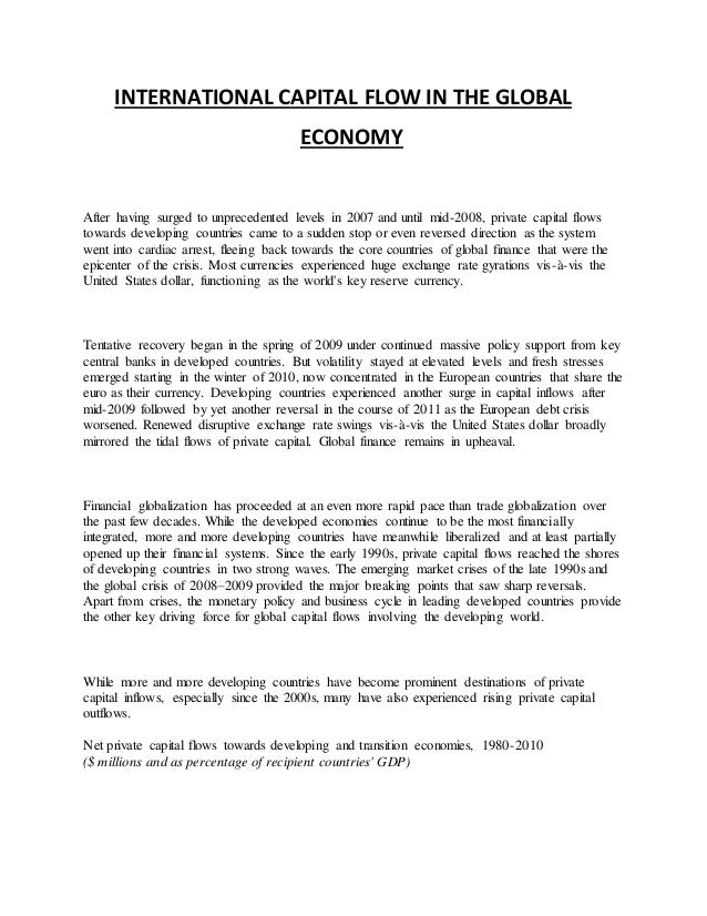 International Capital Flow in The Global Economy