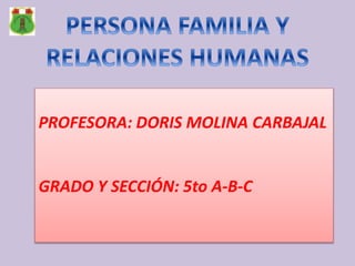 PROFESORA: DORIS MOLINA CARBAJAL
GRADO Y SECCIÓN: 5to A-B-C
 