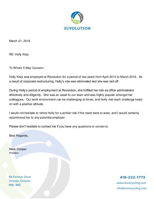 holly kisly letter of recommendation letter of recommendation for laid off employee