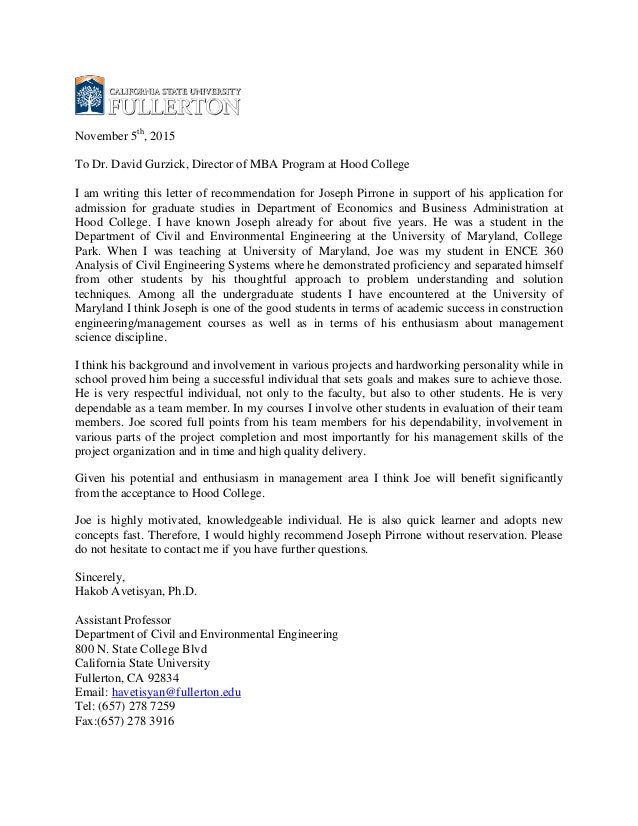 recommendation letter for joseph pirrone_hakob_umd professor recommendation letter for mba program
