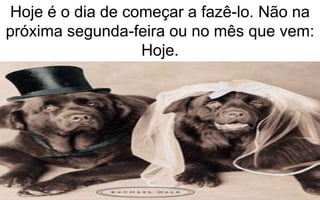 Hoje é o dia de começar a fazê-lo. Não na 
próxima segunda-feira ou no mês que vem: 
Hoje. 
 