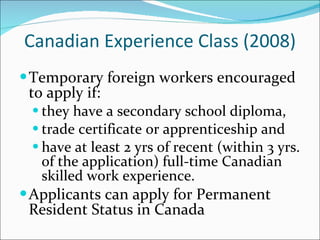 E7 overview and updates of canada's immigration program