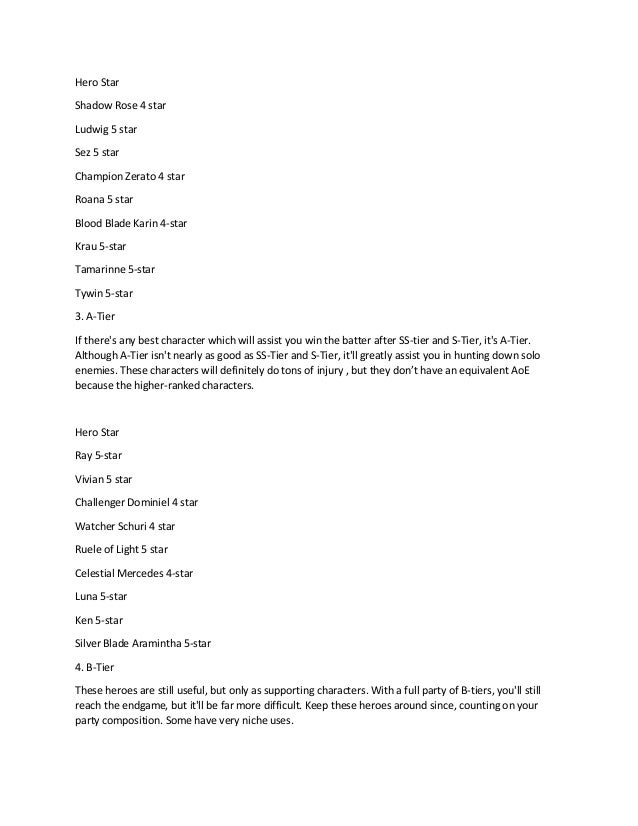 E7 Tier List The Best Playable Character in Epic Seven Handydroids