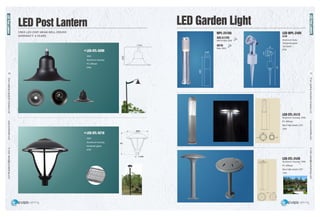EverLightingIndustrialCompanyLtd.www.everledlite.comE-mail:sales@everlightings.com
EverLightingIndustrialCompanyLtd.www.everledlite.comE-mail:sales@everlightings.com
18 19
LED-STL-5209
LED-STL-5210
30W
Aluminum housing
PC diffuser
IP65
50W
Aluminum housing
tempered glass
IP65
400
LED-STL-2413
Aluminum housing IP65
PC diffuser
5pcs high power LED
10W
LED-STL-2439
Aluminum housing IP65
PC diffuser
5pcs high power LED
10W
LED-WPL-2409
3x1W
Aluminum body
Tempered glass
12V/220V
IP54
65
450
WPL-2410A
GX5.3:(12V)
MR16 Max 20W
GU10:
Max 35W
LED Garden Light
LEDPostLantern
LED Post Lantern
CREE LED CHIP, MEAN WELL DRIVER
WARRANTY: 5 YEARS
LEDPostLantern
 