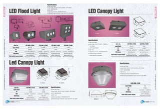 EverLightingIndustrialCompanyLtd.www.everledlite.comE-mail:sales@everlightings.com
EverLightingIndustrialCompanyLtd.www.everledlite.comE-mail:sales@everlightings.com
62 63
LED Flood Light
Led Canopy Light
Specifications:
● Cree Led Chips
● Input Volts: 100-277V/347V 50/60Hz, 347V/60Hz
● CCT: 4000K/5000K
● CRI: 72.4
● Optional photocell: 120/208/240/277V
● Optional Surge Protection: Input 120-277V, 347-480V
Specifications:
● Cree Led Chips
● Input Volts: 100-277V/347V 50/60Hz, 347V/60Hz
● CCT: 4000K/5000K
● CRI: 72.4
● Optional photocell: 120/208/240/277V
● Optional Surge Protection: Input 120-277V, 347-480V
Item No.
Input Watts
PF
THD
Efficiency
Total Initial Lumen Output
Item No.
Input Watts
PF
THD
Efficiency
Total Initial Lumen Output
LED-MHL-3106A
26.27W
0.9910
5.38/120V 8.99/277V
77.95-80.07Lm/W
2021.3-2200Lm
Replaceable MH100W
LED-MHL-3107A
26.5W
0.9262
5.0/120V	 12.44/277V
75Lm/W
2089.9-2200Lm
Replaceable MH100W
LED-MHL-3106B
51.99W
0.9941
4.76/120V 12.94/277V
78.39-83.03Lm/W
4075.7-4368.4Lm
Replaceable MH175W
LED-MHL-3107B
52W
0.9889
3.47/120V 11.92/277V
75Lm/W
4207.2-4635.8Lm
Replaceable MH175W
LED-MHL-3106C
79.47W
0.989
1.99/120V 3.07/277V
86.78-88.87Lm/W
6896.1-7066.9Lm
Replaceable MH250W
LED-MHL-3106D
104W
0.985
5.0/120V 12.44/277V
85.87-87.26Lm/W
8896.6-9083.7Lm
Replaceable MH400W
7.83"
7.83"
7.32"
418mm
125.5 10.5
586.51
418mm
50
LED Canopy Light
Specifications:
● Cree Led Chips
● Input Volts: 100-277V/347V 50/60Hz,
347V/60Hz
● CCT: 4000K/5000K
● CRI: 72.4
● Optional photocell: 120/208/240/277V
● Optional Surge Protection:
Input 120-277V, 347-480V
Specifications:
● Cree Led Chips
● Input Volts: 100-277V/347V 50/60Hz, 347V/60Hz
● CCT: 4000K/5000K
● CRI: 72.4
● Optional photocell: 120/208/240/277V
● Optional Surge Protection: Input 120-277V, 347-480V
Item No.
Input Watts
PF
THD
Efficiency
Total Initial Lumen Output
Input Watts
PF
THD
Efficiency
Total Initial Lumen Output
LED-MHL-3108A
26.47W
0.9907
2.61/120V 8.59/277V
78.69-85Lm/W
2089.9-2264.1Lm
Replaceable MH100W
76W
0.9889
3.47/120V 11.92/277V
81.08-88.76Lm/W
4207.2-4635.8Lm
Replaceable MH250W
LED-MHL-3108B
52W
0.9889
3.47/120V 11.92/277V
80.3-88.76Lm/W
4207.2-4600Lm
Replaceable MH175W
A (30W)
A (30W)
A
B (60W)
B (60W)
B
7.83"
7.83"
4.14"
287mm
Φ383.17
20
106.5
LED-MHL-3109
LedFloodLight
LEDCanopyLight
LED-MHL-3106A LED-MHL-3106B LED-MHL-3106C LED-MHL-3106D
 