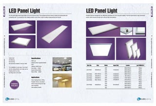 28
LED Panel Light
Our led panel lights adopt super bright LED as its luminous body. The anodized aluminum frame is stylish and fashionable with
everlasting color. It is powered by low voltage constant current driver, which is safety, energy-saving and long life.
Instant start
No flickering
No humming
No hazardous material ( mercury, lead)
The installation is very easy, it can insert
into the ceiling directly, and it also can be
hanging down by using
the lifting hole on the back.
Specifications:
SMD Led
external power supply(included)
IP20
Lifetime: 40000 hours
Cool White S700K
Neutral White 4000K
Warm White 3000K
Applications:
Hotel, Meeting Room, Office,
Hospital, School, and places
where energy saving and high
color rendering
index lighting needed.
LED Panel Light
Excellent thermal management can effectively guarantee the LED's long-term stability. The front panel board is high translucent
acrylic, which ensures the light even, soft and high transmittance.
Item No. Size wans Input Volt. Lumen Led SMD4014
32W 24S0-2700Lm 1S6pcs
LED-P4001 S9SxS9Smm 40W 110/220VAC 3000-33SOLm 192pcs
sow 38S0-4300Lm 260pcs
LED-P4002 29Sx119Smm 40W 110/220VAC 2800-31SOLm 192pcs
LED-P4003 29Sx29Smm 13W 110/220VAC 900-1000Lm 60pcs
LED-P4004 29SxS9Smm 20W 110/220VAC 1400-1SSOLm 96pcs
LED-P400S S9Sx119Smm SBW 176-26SVAC 4SOO-SOOOLm 336pcs
32W 24S0-2700Lm 1S6pcs
3000-33SOLm 192pcs
- -
40W
LED-P4006 620x620mm 220-240VAC
sow 38S0-4300Lm 260pcs
SBw 4380-48SOLm 326pcs
29
m
~
r-
ce·
;:?;
5·
cc
5"
a.
c:
!!?.
~
()
0
3
"O
DI
::I
'<
~
~CD
ai
15-
Q,
s=
83
m
3
~
Cll
DI
CD"
Cll
(9)
CD
ai::!.
ce·
~
::I
cc
Cll
0
0
3
 